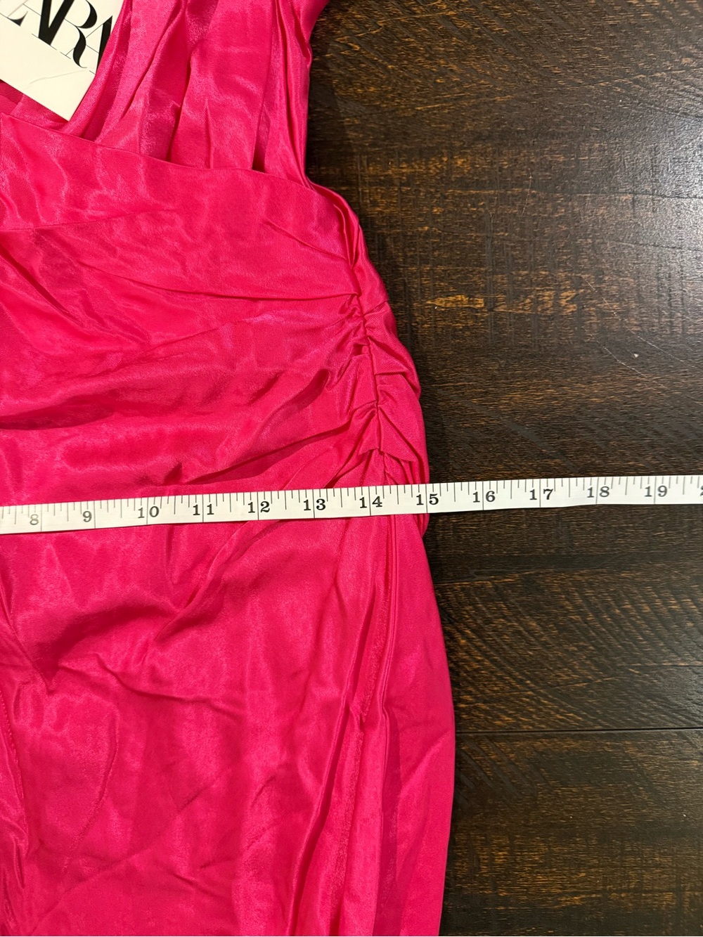 NWT Zara Fuchsia Satin Wrap Maxi Slip Dress Ruched Side Medium - Picture 11 of 13